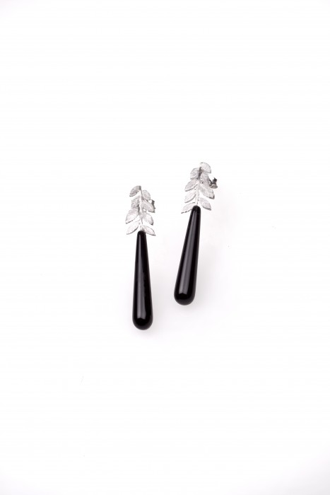 Sterling Silver and Onyx Stud Earrings