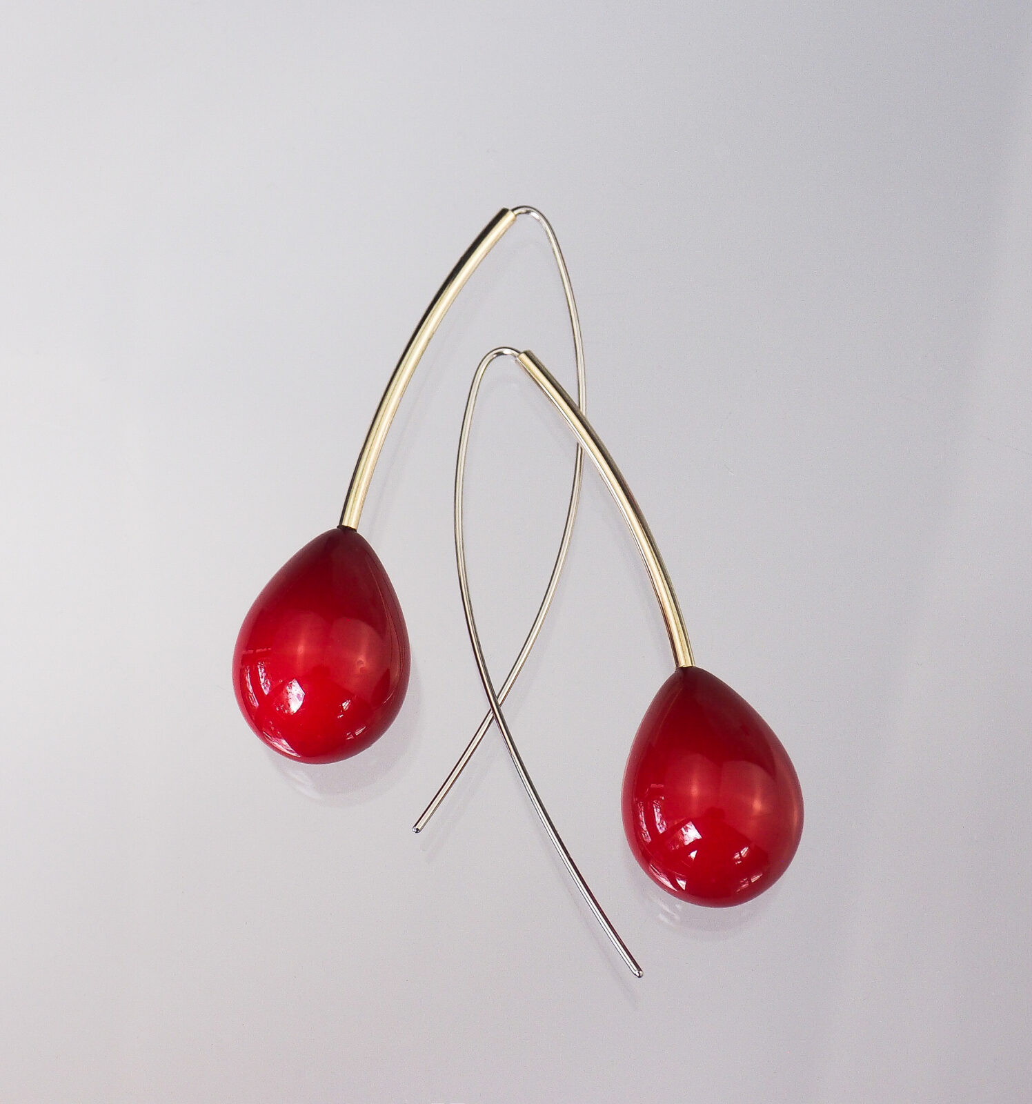 berry earrings, red