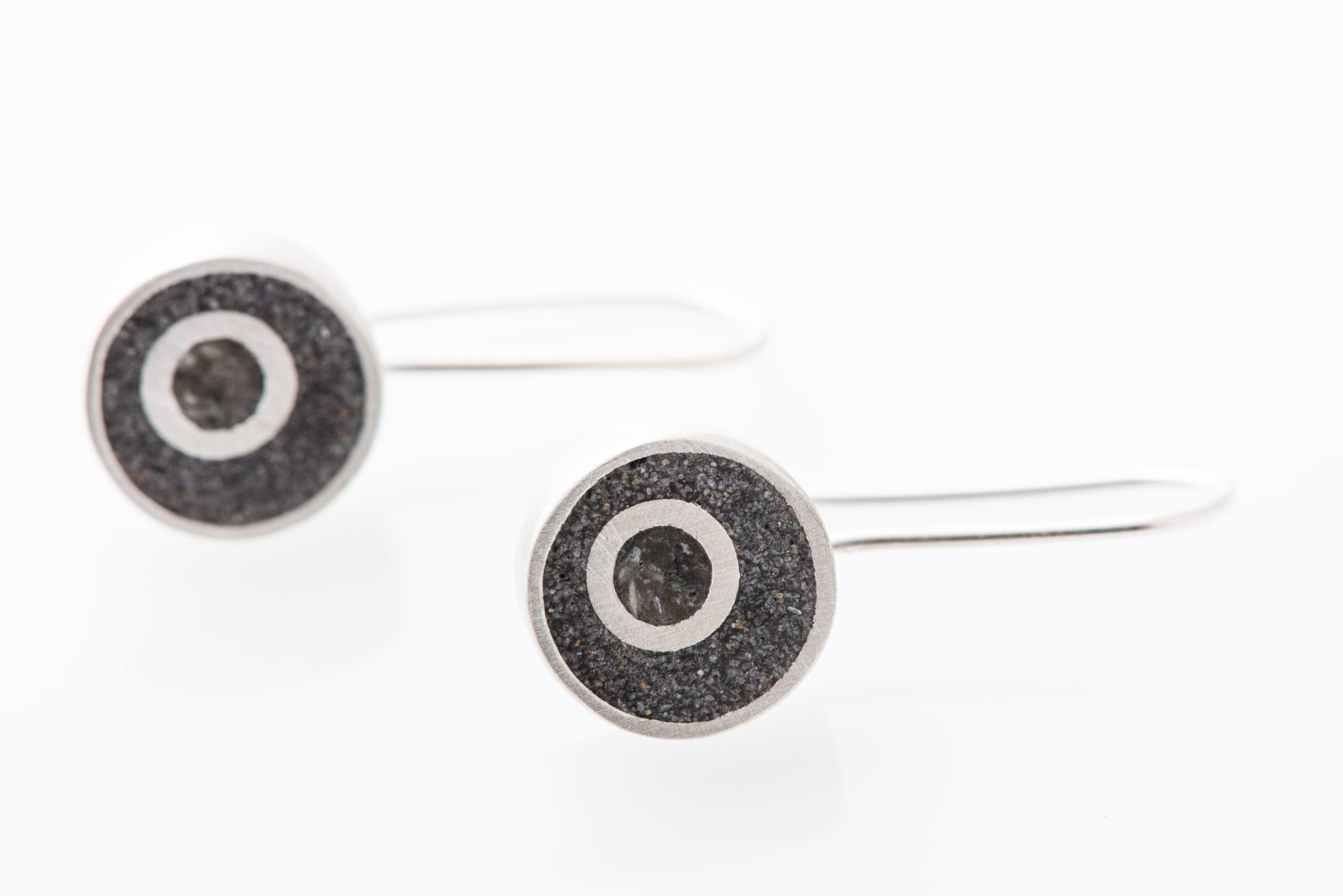 Concrete drop earrings with sterling silver