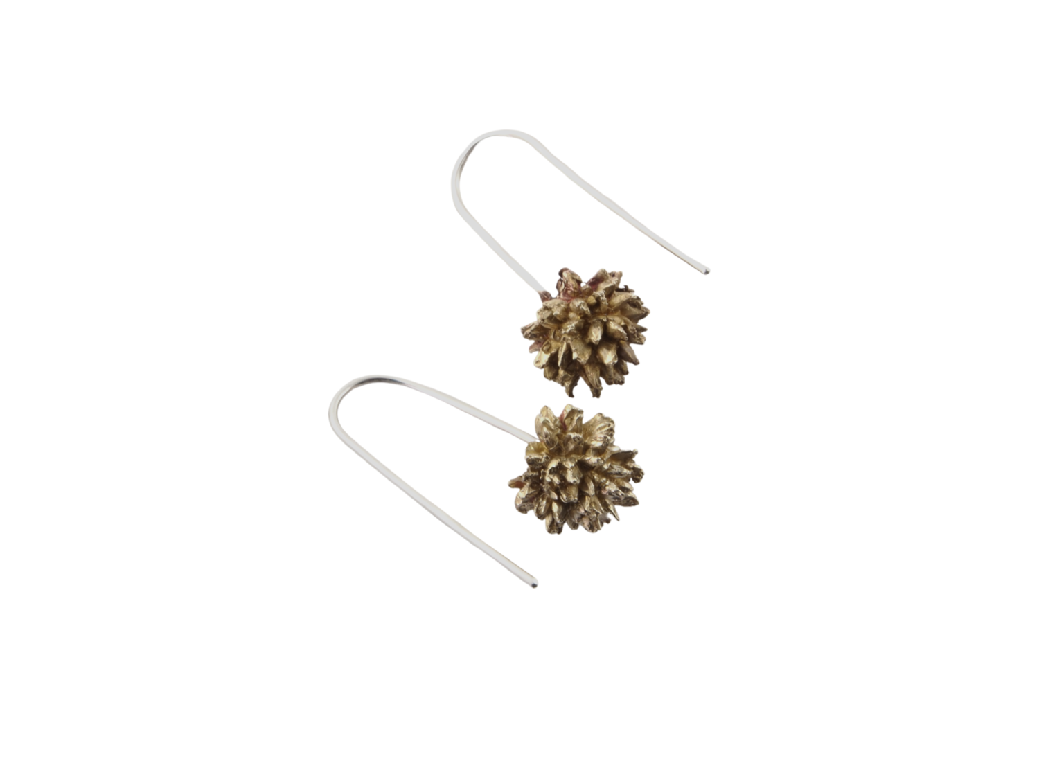 Brass button grass earrings