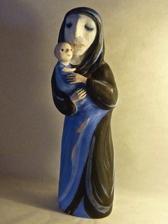 woman seeking refuge (blue robe)