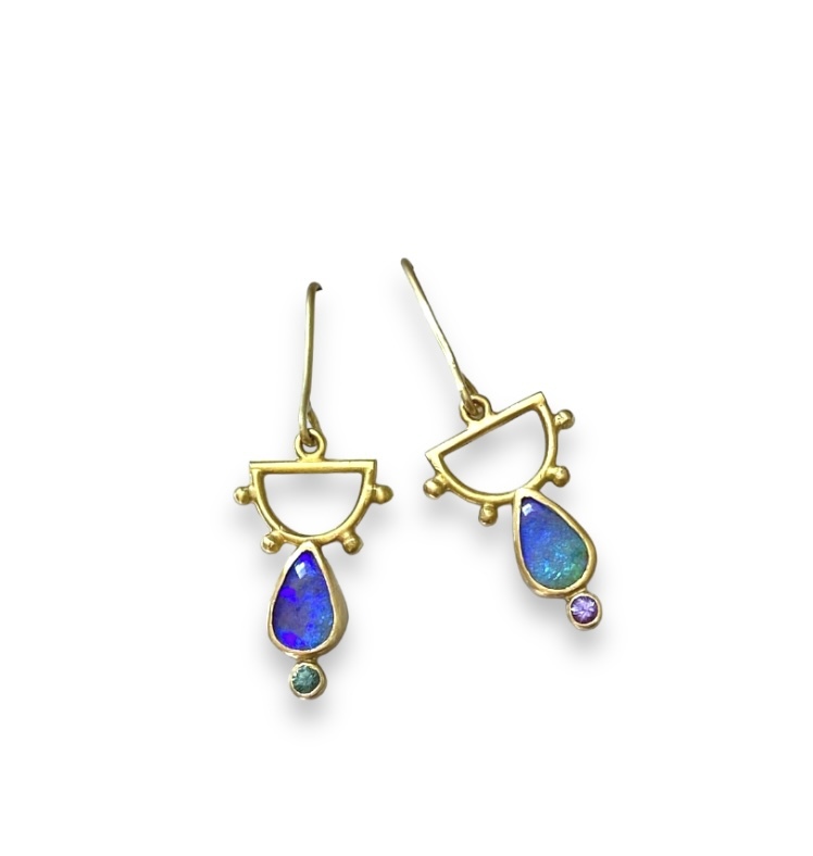 Artemis boulder opal and sapphire earrings