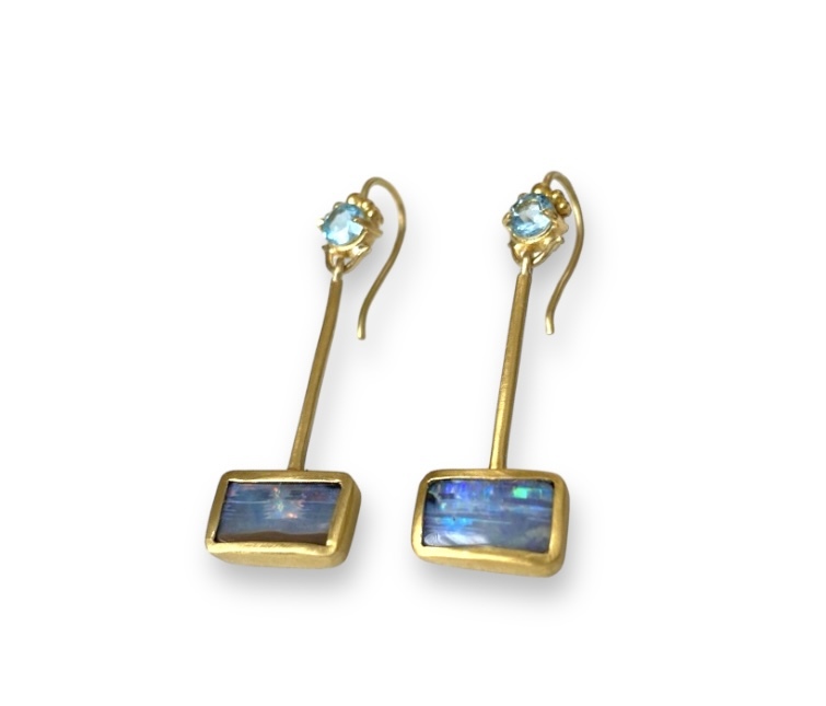 Hera Boulder opal and topaz earrings in 22ct gold
