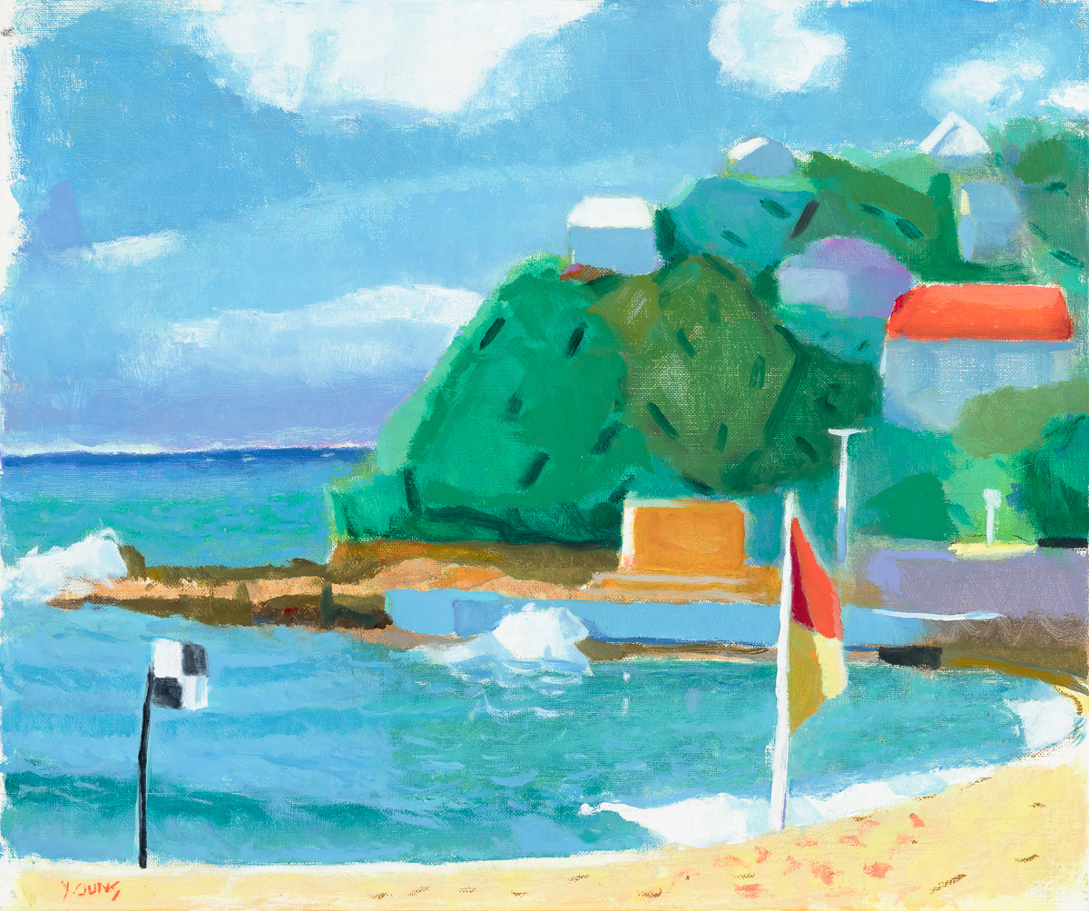 Palm Beach with flags