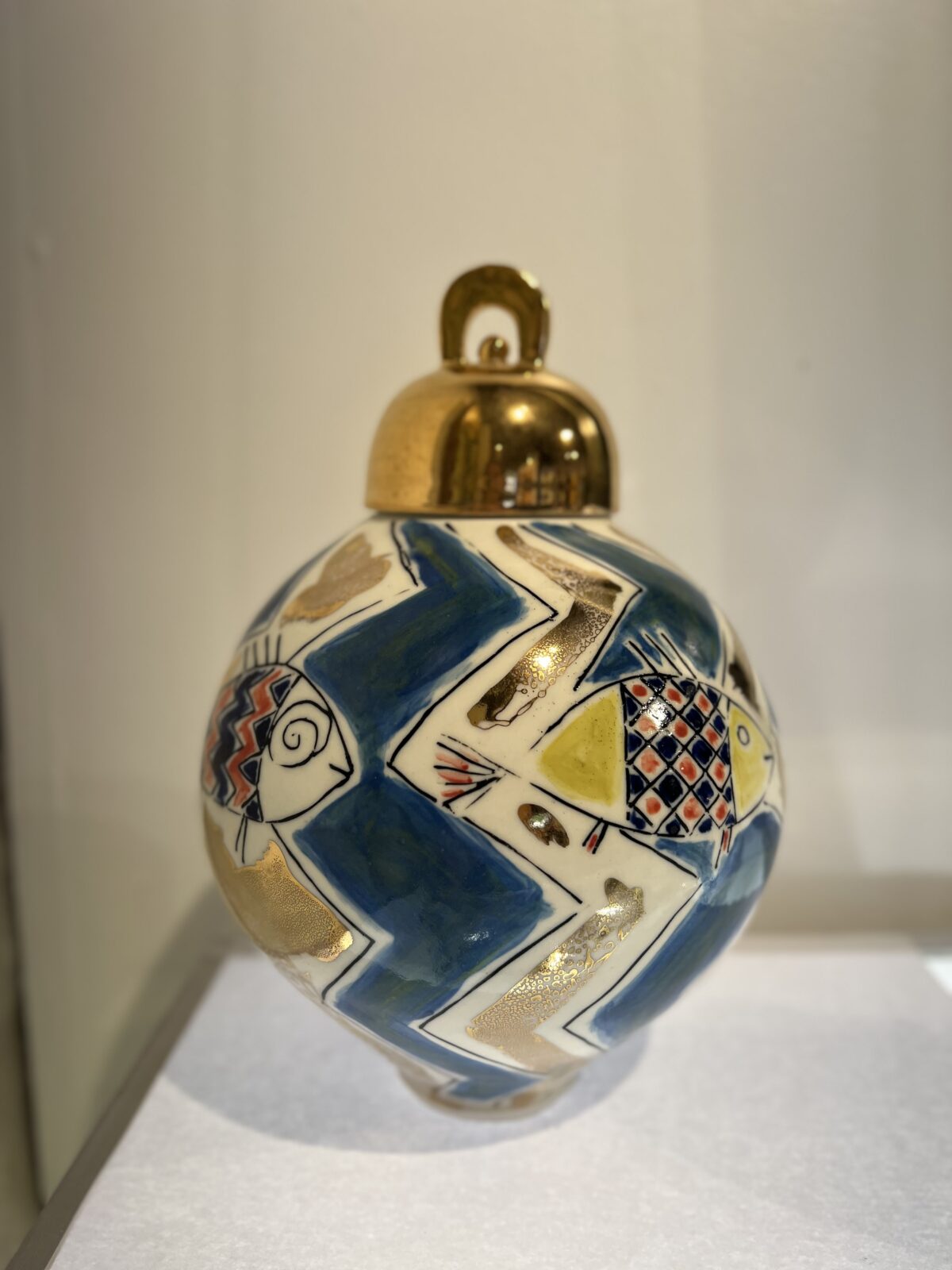 Lidded Blossom Jar (fish)