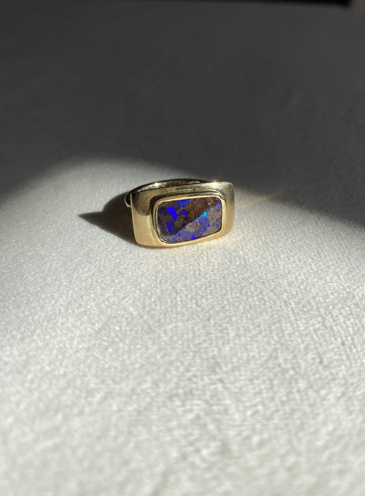 Boulder Opal Temple Column Ring