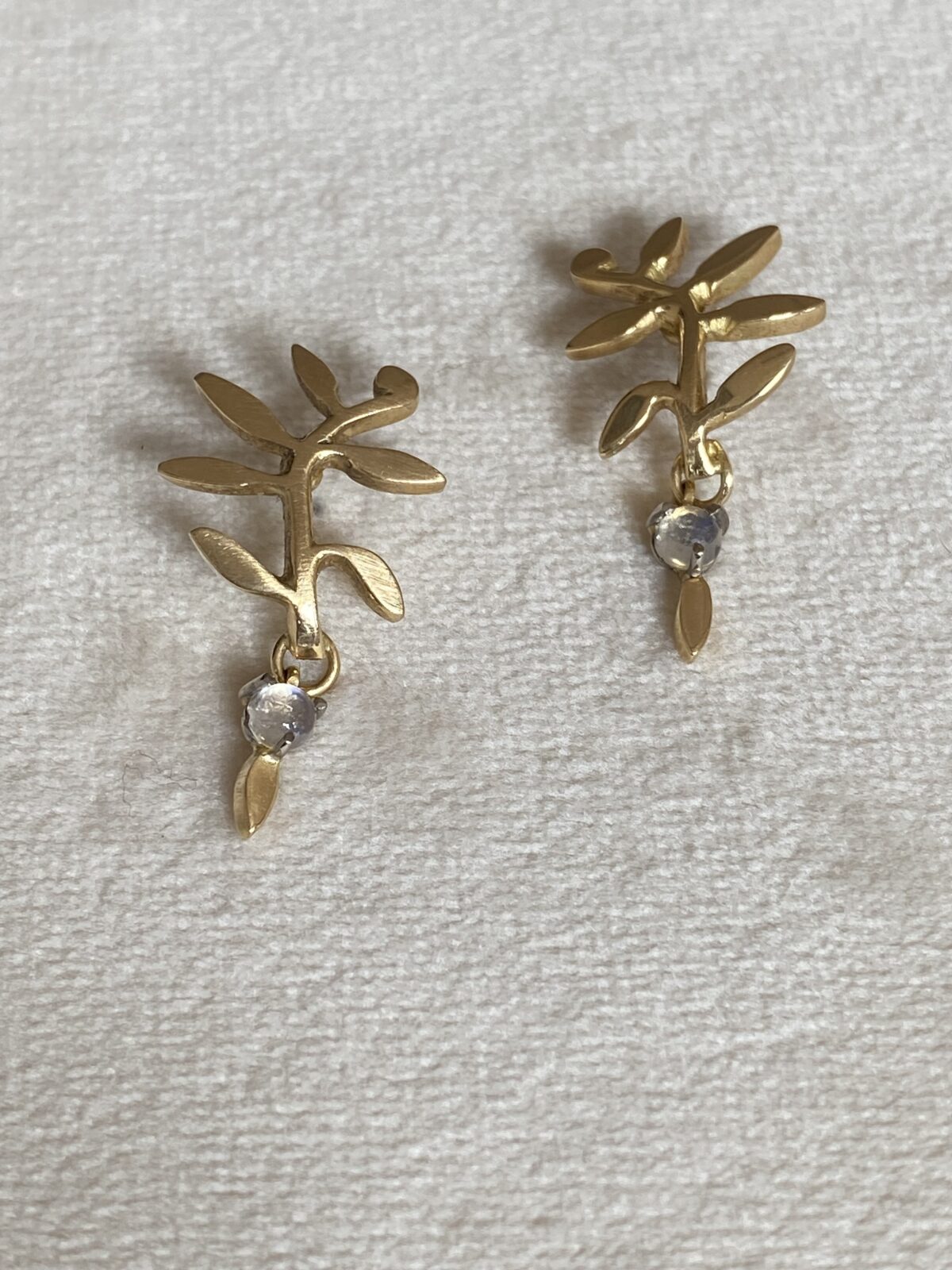 Daphne studs with blue moonstone drops