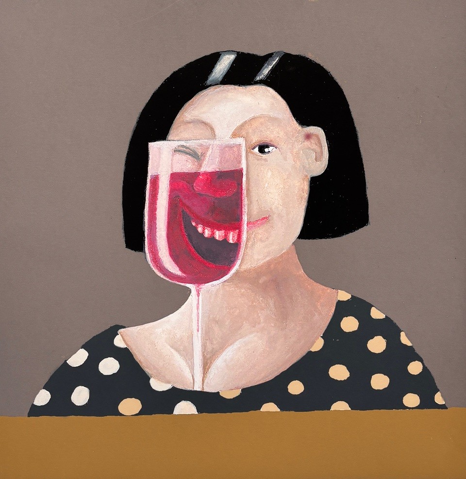 Wine makes her happy