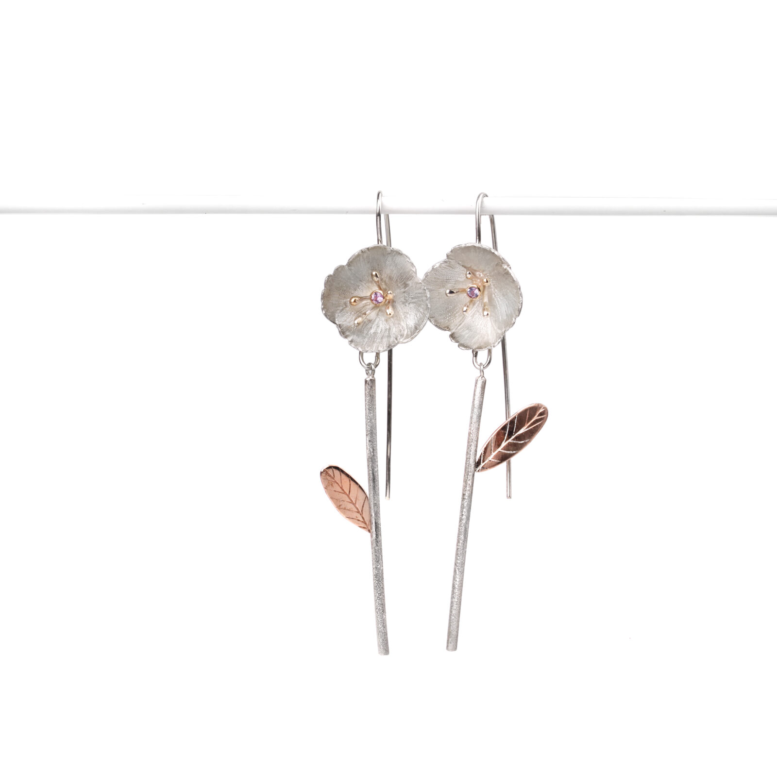 Native Leatherwood  (large flower) Articulated Hook Earrings