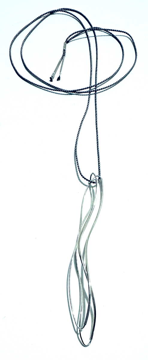 Twisted double pod pendant - long (silver)