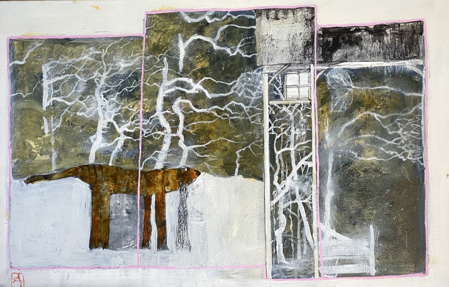 Small weeping tiger with an abandoned shack