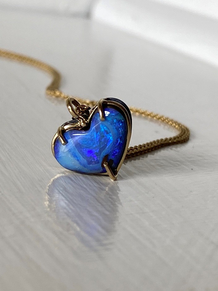 Heart shape boulder opal pendant