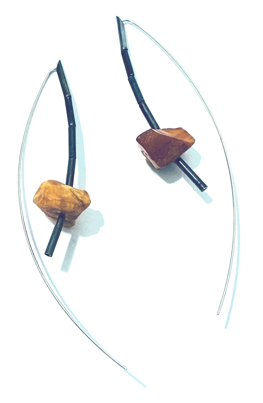 Raw Amber Bird earrings