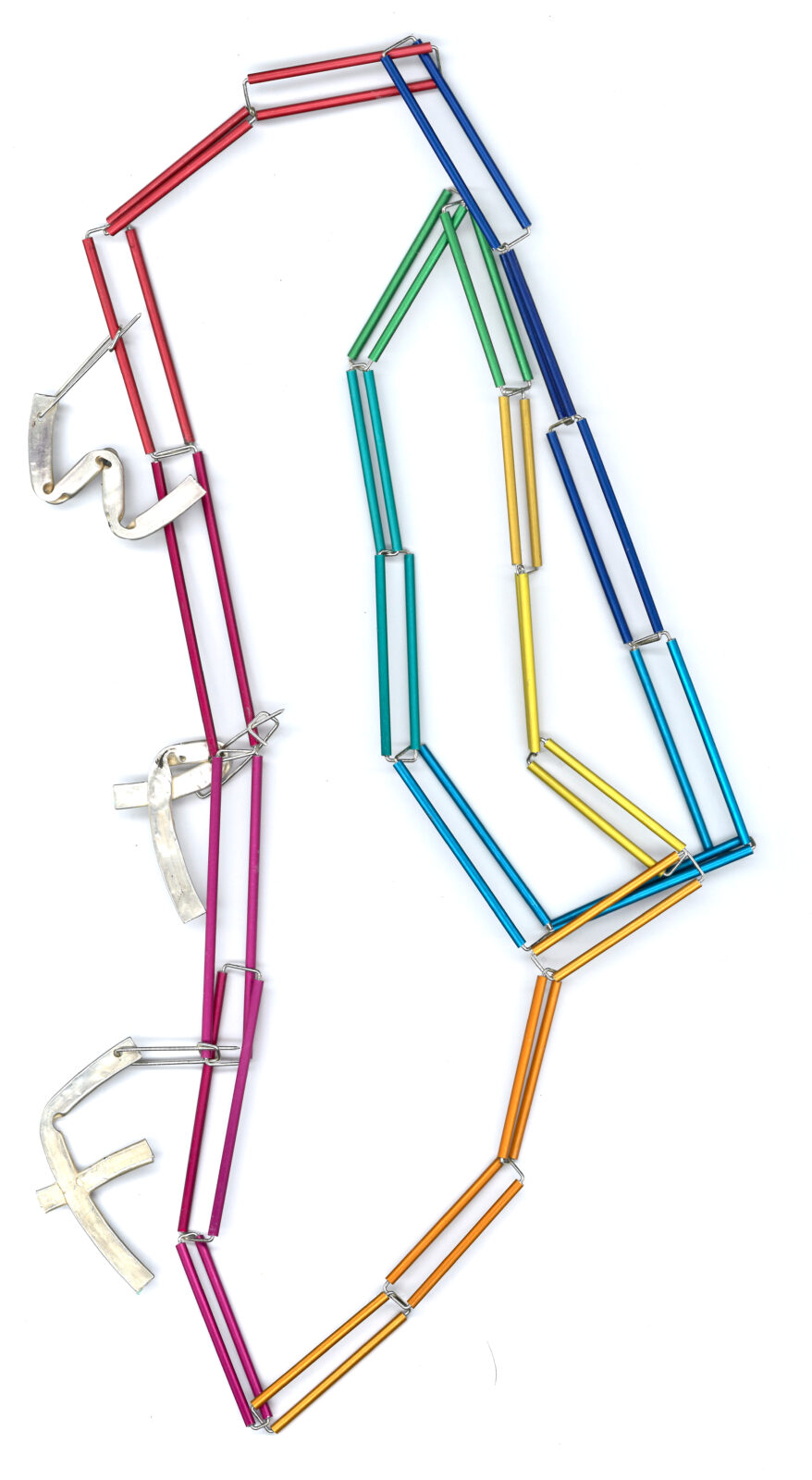 Rainbow box chain with Silver Graffiti Wtf pins