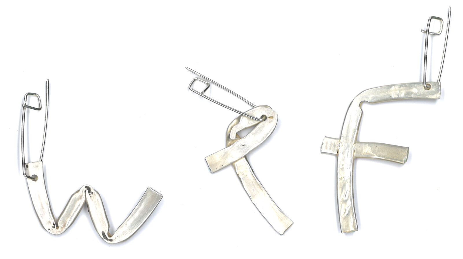 Silver WTF Graffiti pins set of 3